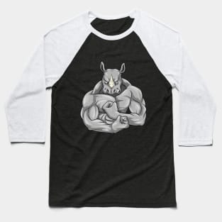 Rhino as bodybuilder with muscles Baseball T-Shirt